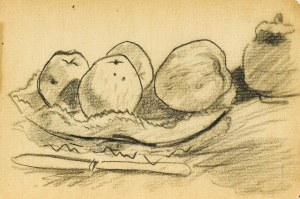 Kazimierz PODSADECKI (1904-1970), Martwa natura z jabłkami i nożem, wrzesień 1937