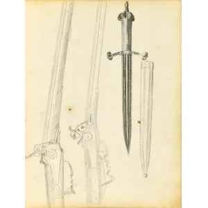 Antoni KOZAKIEWICZ (1841-1929), Schizzi di armi da fuoco e spada nera