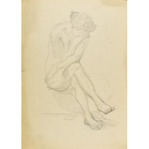 Kasper POCHWALSKI (1899-1971), Akt siedzącej lekko pochylonej kobiety, 1954