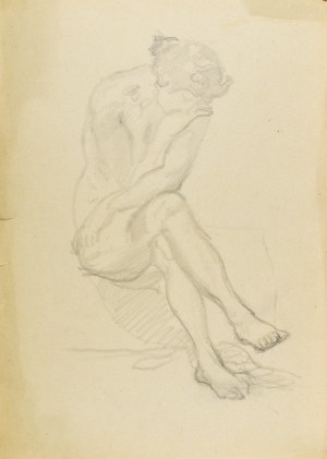 Kasper POCHWALSKI (1899-1971), Akt siedzącej lekko pochylonej kobiety, 1954