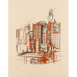 Irena Hassenberg (Reno) (1884 Warszawa - 1953 Paryż), Woolworth Building z cyklu New York par Reno, 1935