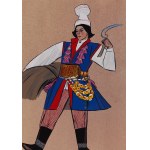 Zofia Stryjeńska (1891 Kraków - 1976 Genewa), Chłop z Krakowskiego (bluza i wełniana czapka), plansza III z teki 'Polish Peasants' Costumes', 1939
