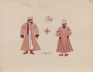 Zofia Stryjeńska (1891 Kraków - 1976 Genewa), Strój Chłopa z Wołynia, plansza XXXVI z teki 'Polish peasants costumes', 1939