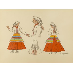 Zofia Stryjeńska (1891 Kraków - 1976 Geneva), Peasant Woman from Vilnius, sheet XXXVIII from the portfolio 'Polish Peasants' Costumes', 1939