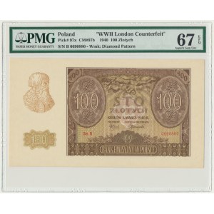 100 zlotych 1940 - B - Counterfeit ZWZ - PMG 67 EPQ