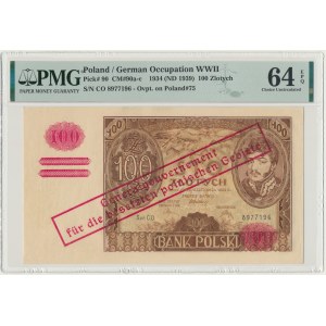 100 zlotych 1934(9) - Ser.C.O. - original occupation reprint - PMG 64 EPQ