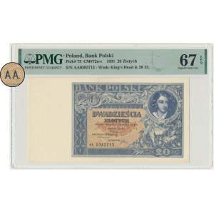 20 zlatých 1931 - AA - PMG 67 EPQ