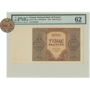 1,000 gold 1945 - A - PMG 62 - RARE in this condition