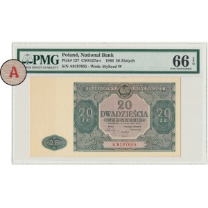 20 oro 1946 - A - PMG 66 EPQ