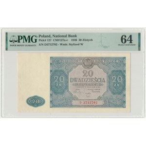 20 oro 1946 - D - PMG 64 - BLU