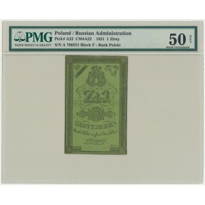 1 zloty 1831 - Gluszynski - PMG 50 NET