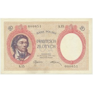 20 zlotys 1919 - A.15 - PRINTING SPRINGS