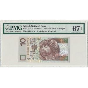 10 złotych 1994 - AB - PMG 67 EPQ - rzadka seria
