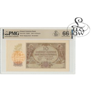 10 złotych 1940 - PMG 66 EPQ - bez serii - z innym znakiem wodnym - DUŻA RZADKOŚĆ