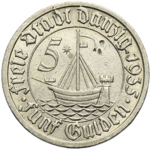 Wolne Miasto Gdańsk, 5 guldenów 1935 Koga