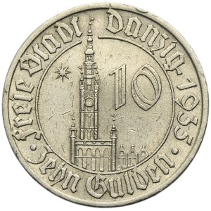 Free City of Danzig, 10 gulden 1935 Town Hall