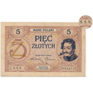 5 Gold 1919 - S.2.B. - seltene einstellige Sorte