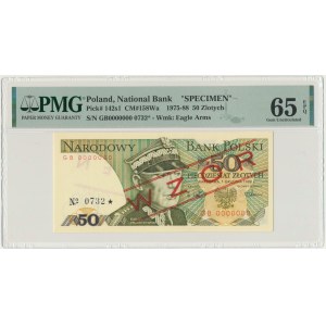 50 złotych 1988 - WZÓR - GB 0000000 - No.0732 - PMG 65 EPQ