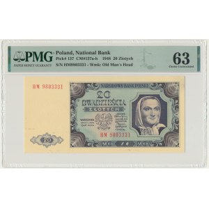 20 zlotys 1948 - HM 98... - PMG 63 - PLASTICATED PAPER
