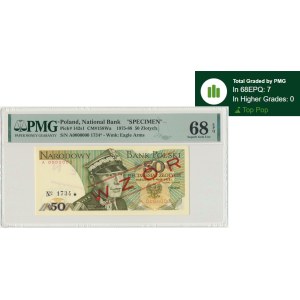 50 złotych 1975 - WZÓR - A 0000000 - No.1734 - PMG 68 EPQ