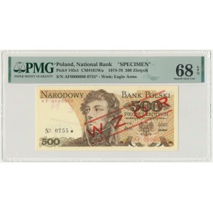 500 zlotych 1976 - MODEL - AF 0000000 - No.0755 - PMG 68 EPQ