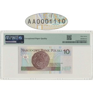 10 zlotys 1994 - AA 0001110 - PMG 67 EPQ - low number