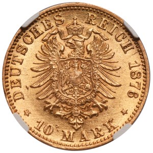 Germany, Grand Duchy of Baden, Frederick I, 10 Mark Karlsruhe 1876 G - NGC AU58