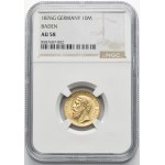 Germany, Grand Duchy of Baden, Frederick I, 10 Mark Karlsruhe 1876 G - NGC AU58