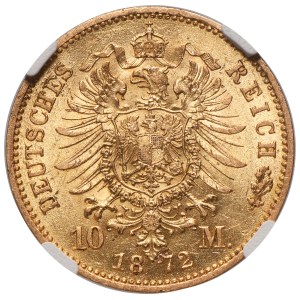 Deutschland, Königreich Preußen, Wilhelm I., 10 Mark Frankfurt 1872 C - NGC AU58