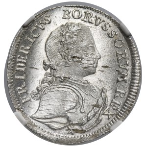 Silesia, Prussian rule, Friedrich II, 1/6 Thaler Breslau 1751 B - NGC MS64