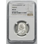 Silesia, Prussian rule, Friedrich II, 1/6 Thaler Breslau 1751 B - NGC MS64