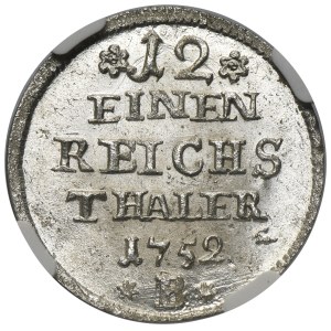 Silesia, Prussian rule, Friedrich II, 1/12 Thaler Breslau 1752 B - NGC MS64