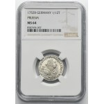 Silesia, Prussian rule, Friedrich II, 1/12 Thaler Breslau 1752 B - NGC MS64