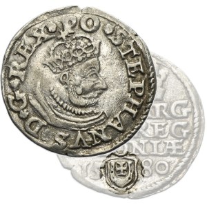 Stefan Batory, Trojak Olkusz 1580 - Jastrzębiec erb - RARE
