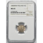 5 groschen Warsaw 1840 MW - NGC MS65