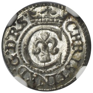 Riga under Sweden, Christina, Schilling Riga 1643 - NGC MS65