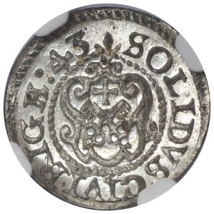 Riga under Sweden, Christina, Schilling Riga 1643 - NGC MS65