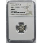 Riga under Sweden, Christina, Schilling Riga 1643 - NGC MS65