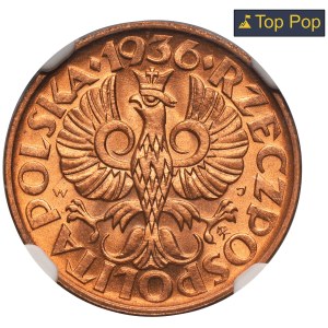 2 haléře 1936 - NGC MS68 RD