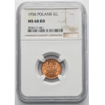 2 haléře 1936 - NGC MS68 RD