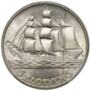 Sailing ship, 5 zlotys 1936 - PCGS MS64+