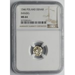 Sigismund I the Old, Denarius Danzig 1546 - NGC MS64