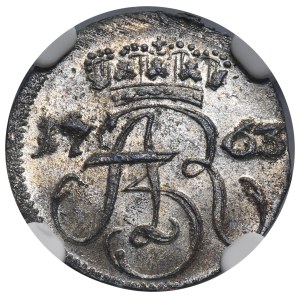 Augustus III of Poland, Schilling Danzig 1763 REOE - NGC MS65