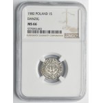 Stefan Batory, Szeląg Gdansk 1582 - NGC MS66 - UNIKÁTNE
