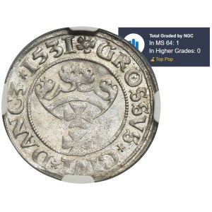 Zikmund I. Starý, gdaňský groš 1531 - PRV - NGC MS64
