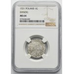 Zikmund I. Starý, gdaňský groš 1531 - PRV - NGC MS64
