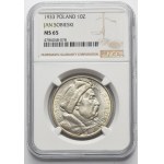Sobieski, 10 zlotys 1933 - NGC MS65