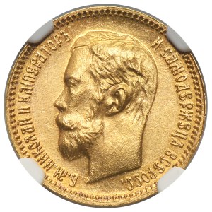 Russia, Nicholas II, 5 Rouble Petersburg 1902 AP - NGC MS67