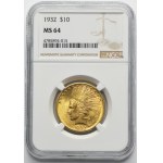 USA, 10 Dollars Philadelphia 1932 - Indian Head - NGC MS64