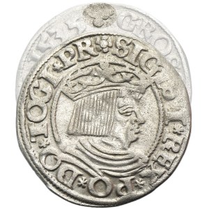 Sigismund I the Old, Groschen Danzig 1535 - PR - inverted trefoil